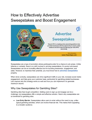 how to effectively advertise sweepstakes
