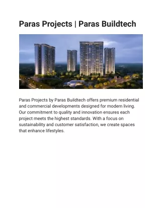 paras projects paras buildtech