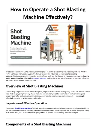 How to Operate a Shot Blasting Machine Effectively - Ambica Enterprises