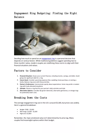Engagement RingBudgeting: Finding the Right Balance