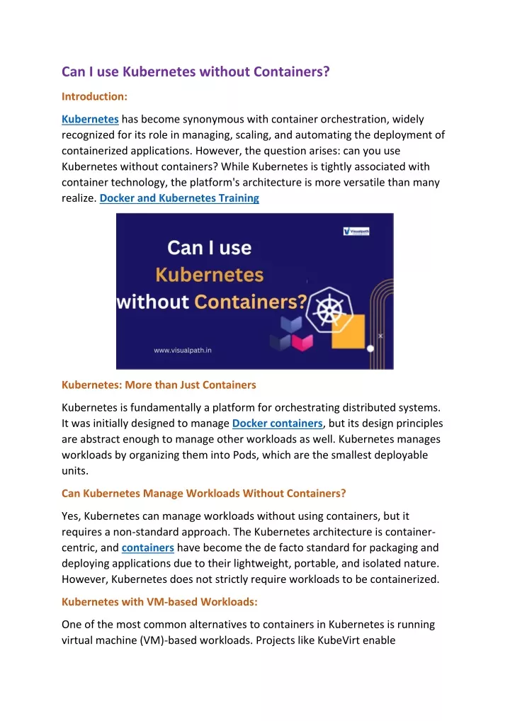 can i use kubernetes without containers