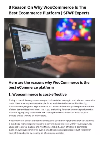 8 Reason On Why WooCommerce Is The Best Ecommerce Platform -  SFWPExperts