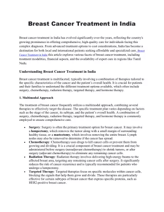 Breast Cancer Treatment in India