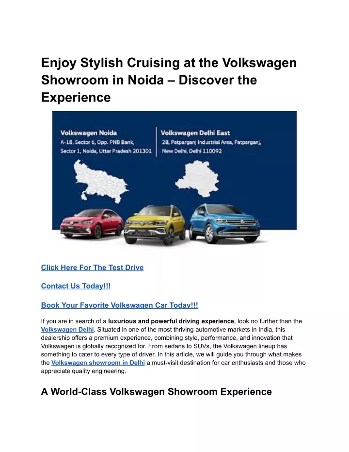 enjoy stylish cruising at the volkswagen showroom