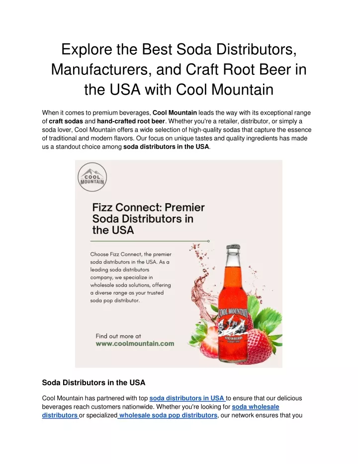 explore the best soda distributors manufacturers and craft root beer in the usa with cool mountain