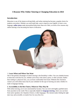 5 Reasons Why Online Tutoring is Changing Education in 2024