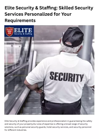 Elite Security & Staffing: Skilled Security Services