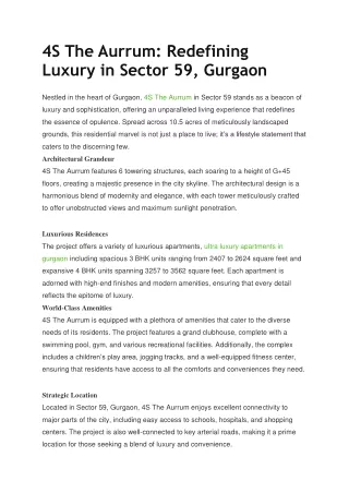 4s the aurrum redefining luxury in sector