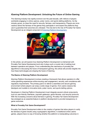 igaming platform development unlocking the future