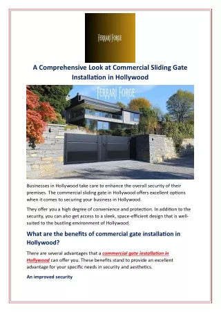 A Comprehensive Look at Commercial Sliding Gate Installation in Hollywood