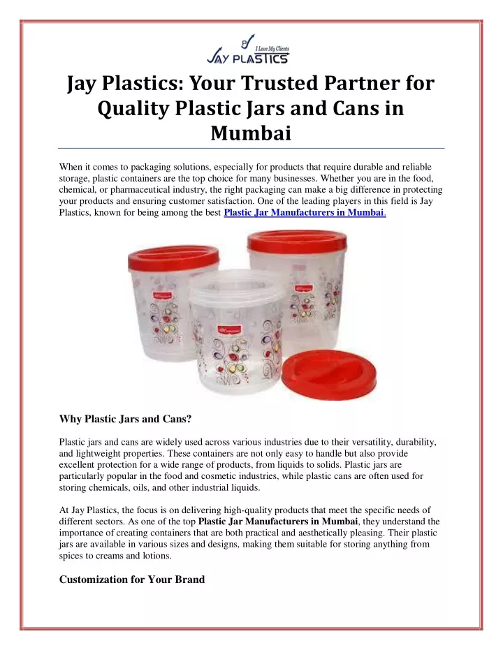 jay plastics your trusted partner for quality