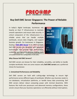 Buy Dell EMC Server Singapore -The Power of Reliable Performance