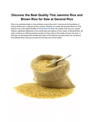 Authentic Glutinous Rice from Thailand – Premium Quality