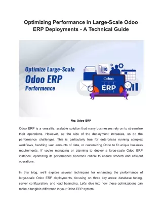 Optimizing Performance in Large-Scale Odoo ERP Deployments - A Technical Guide