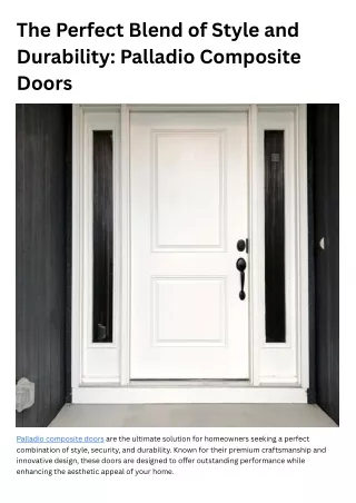 Enhance Your Home with Palladio Composite Doors