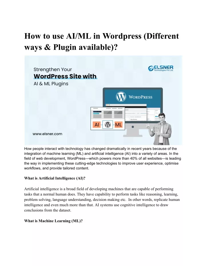 how to use ai ml in wordpress different ways