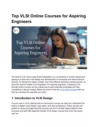 Top VLSI Online Courses for Aspiring Engineers