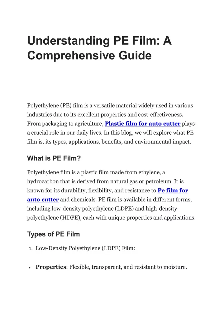 understanding pe film a comprehensive guide