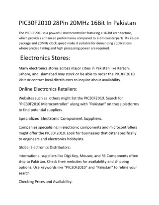 PIC30F2010 28Pin 20MHz 16Bit In Pakistan