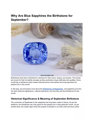 Why Are Blue Sapphires the Birthstone for September