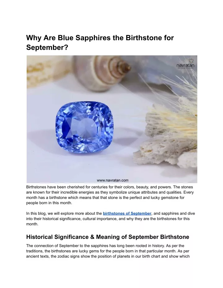 why are blue sapphires the birthstone