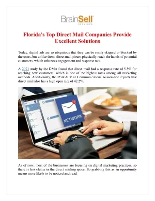 Florida's Top Direct Mail Companies Provide Excellent Solutions