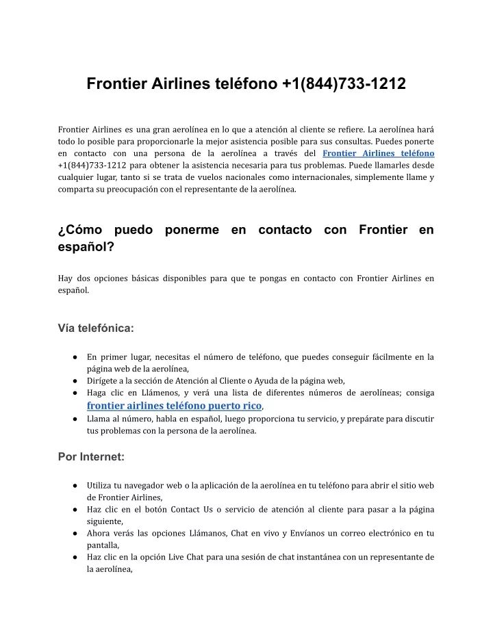 frontier airlines tel fono 1 844 733 1212