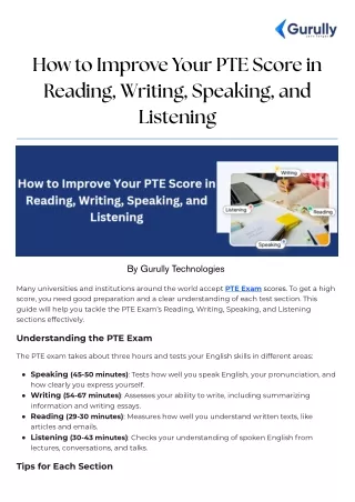 How to Improve Your PTE Score in Reading, Writing, Speaking, and Listening