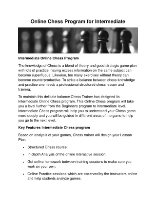 Online Chess Program For Intermediate