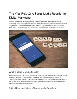 The Vital Role Of A Social Media Reseller In Digital Marketing