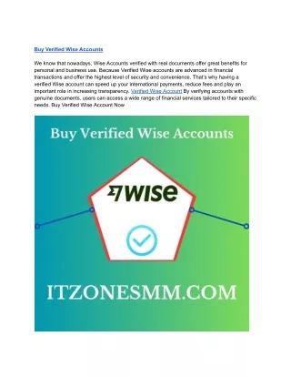 Best 7 Sites to Buy Verified Wise Accounts in year 2024