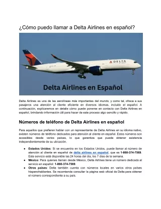 ¿Cómo puedo llamar a Delta Airlines en español?