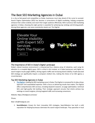 The Best SEO Marketing Agencies in Dubai