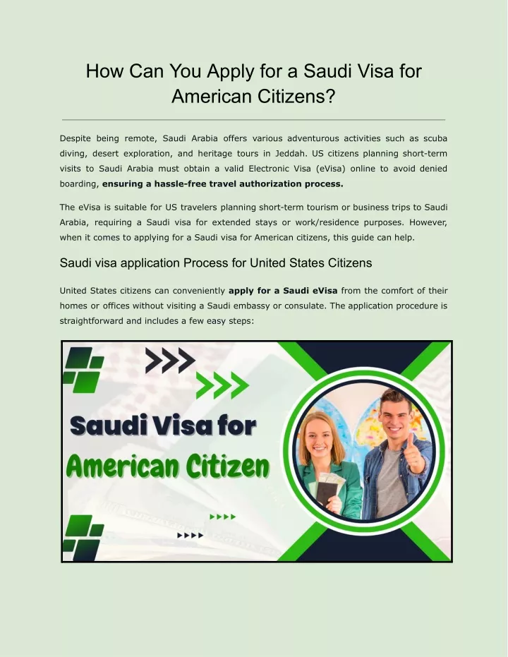 how can you apply for a saudi visa for american