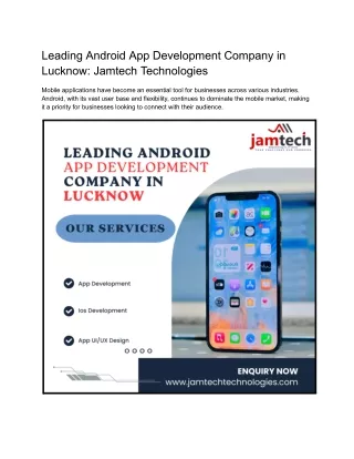 Leading Android App Development Company in Lucknow_ Jamtech Technologies