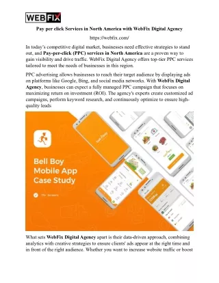 Pay per click Services in North America with WebFix Digital Agency