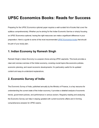 upsc economics books reads for success