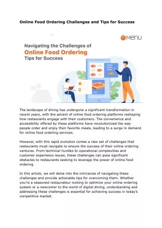 Online Food Ordering Challenges and Tips for Success