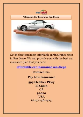 Affordable Car Insurance San Diego