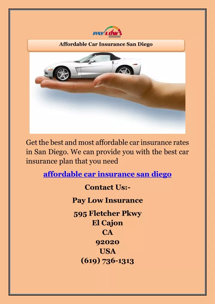 affordable car insurance san diego