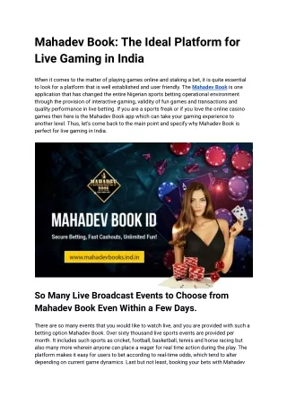 Mahadev Book_ The Ideal Platform for Live Gaming in India