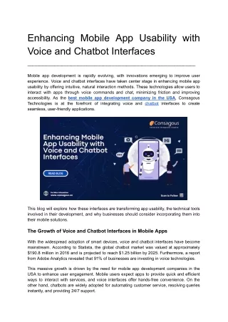 Enhancing Mobile App Usability with Voice and Chatbot Interfaces