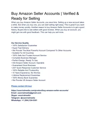 Buy Amazon Seller Accounts _ Verified & Ready for Selling