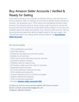 Buy Amazon Seller Accounts _ Verified & Ready for Selling