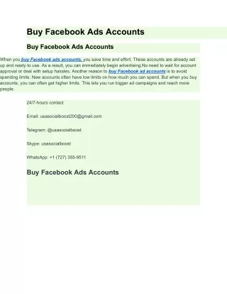 Buy Facebook Ads Accounts