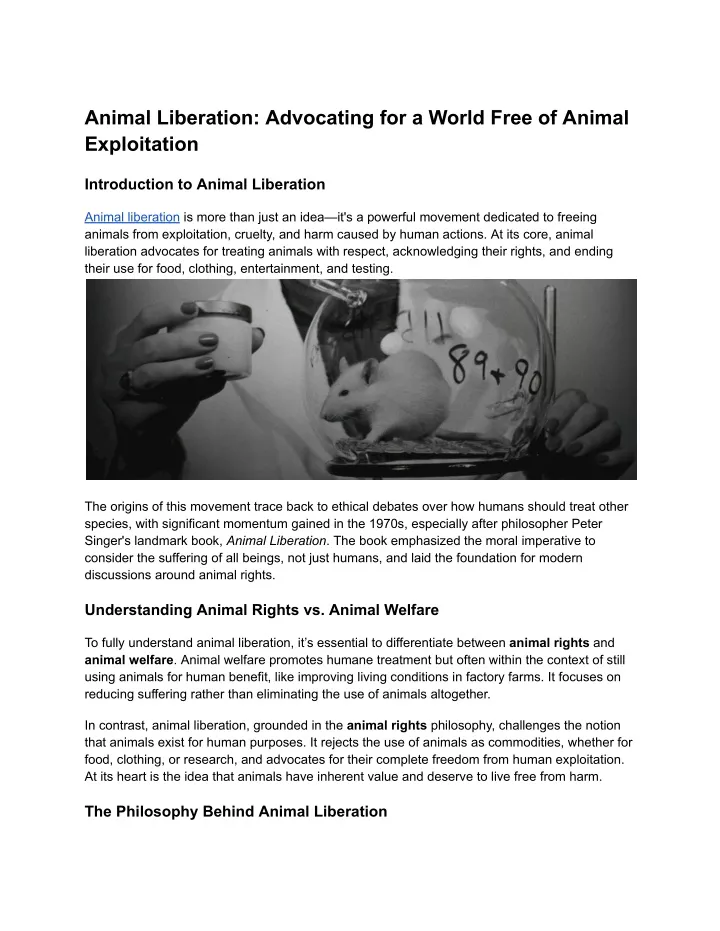 animal liberation advocating for a world free