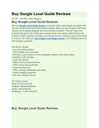 Buy Google Local Guide Reviews