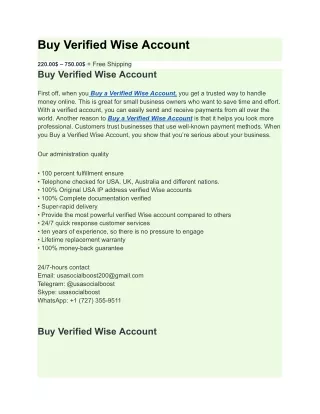 Buy Verified Wise Account
