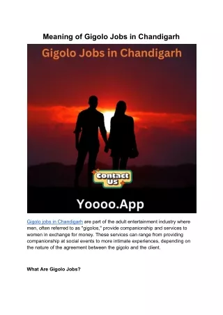 meaning of gigolo jobs in chandigarh