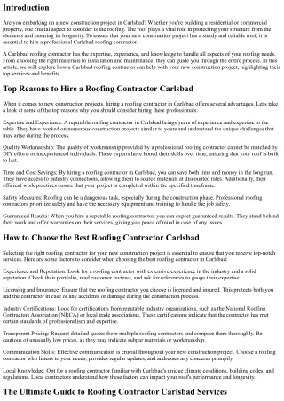 New Construction? Here's How a Carlsbad Roofing Contractor Can Help